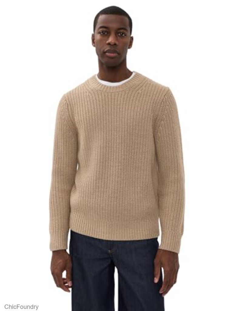 Heavyweight Chunky Knit Crew Neck Wool Sweater